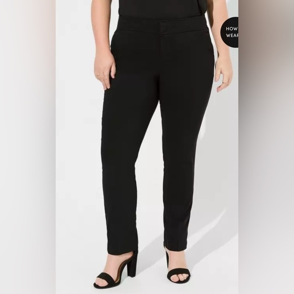 Torrid Black Straight Leg Pants with Stretch Waistband - Picture 6 of 7